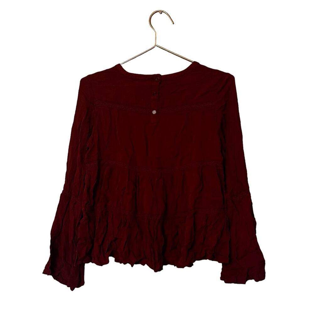 RO&DE burgundy tiered w/lace butterfly sleeve top size small - Picture 5 of 8